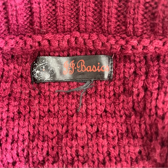 J.J. Basics Cable Knit Cowl Neck Cap Sleeve Sweater Dress Burgundy Sz L - Picture 16 of 16